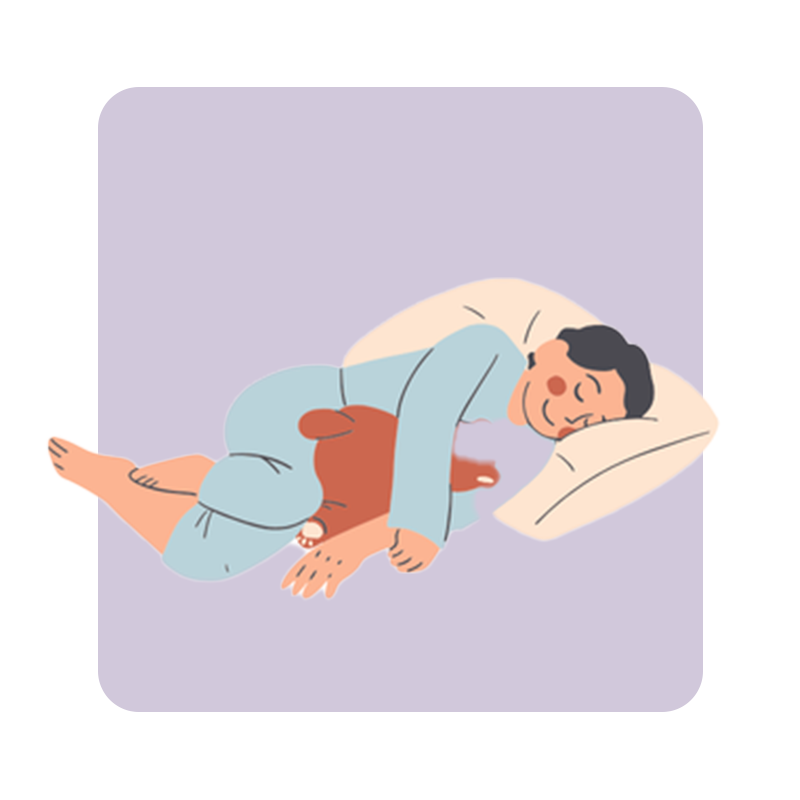 graphic of person sleeping comfortably on a pillow on their side